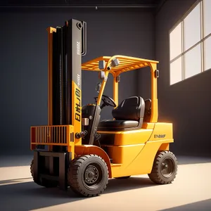Yellow Hydraulic Forklift on Industrial Worksite
