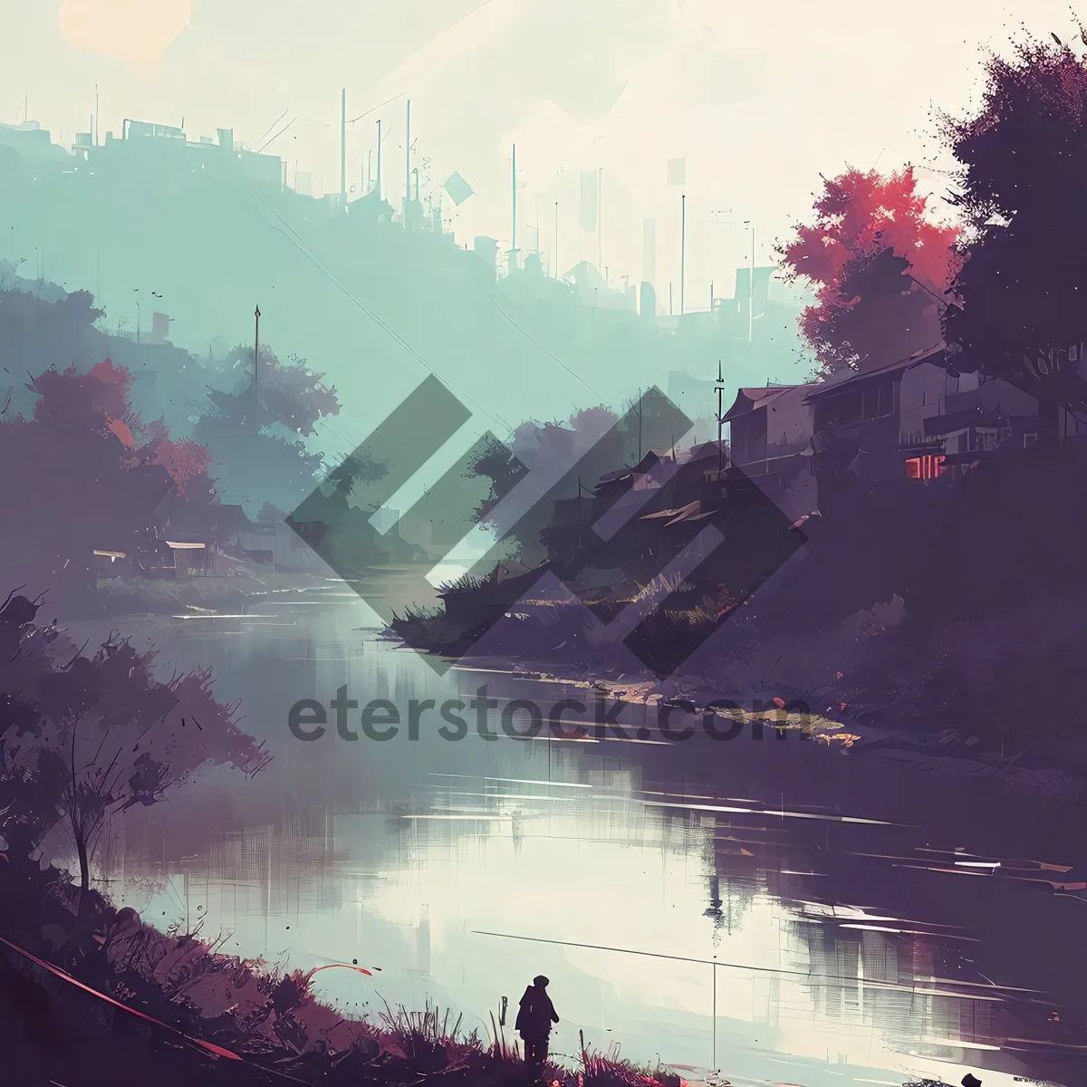 Picture of Scenic Waterscape with Reflecting Trees