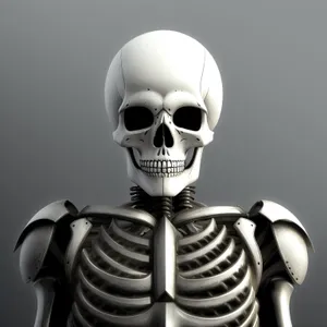 Terrifying skeletal sculpture of a man's head