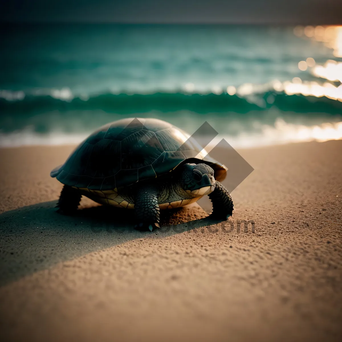 Picture of Beautiful Sea Turtle with Detailed Shell