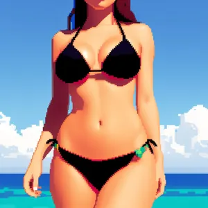 Seductive Beachwear: Attractive Bikini Model Posing Sensually