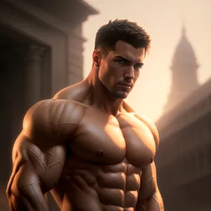 Muscular Man Flexing Sexy Biceps in Gym