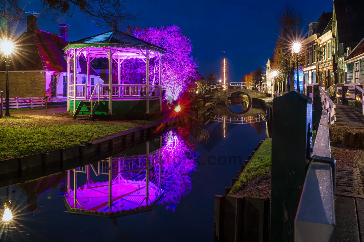Picture of Night Cityscape with Architectural Lighting in Park