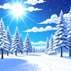 Wintry Wonderland: Sparkling Snowflake on Fir Tree