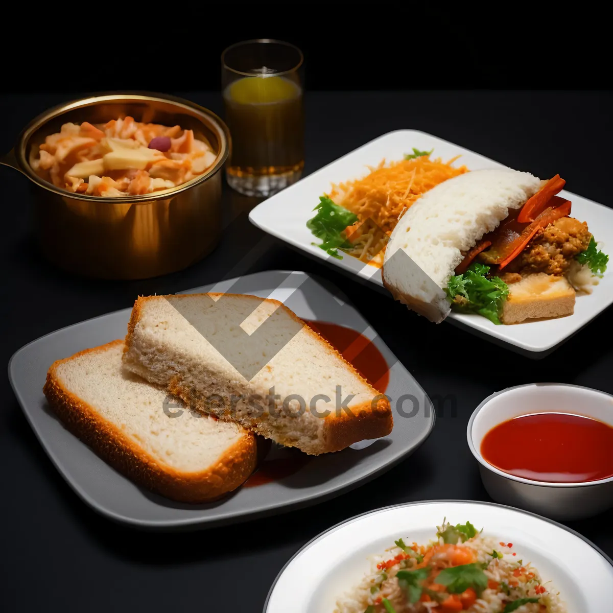 Picture of Delicious Gourmet Chicken Salad with Fresh Vegetables and Sauce