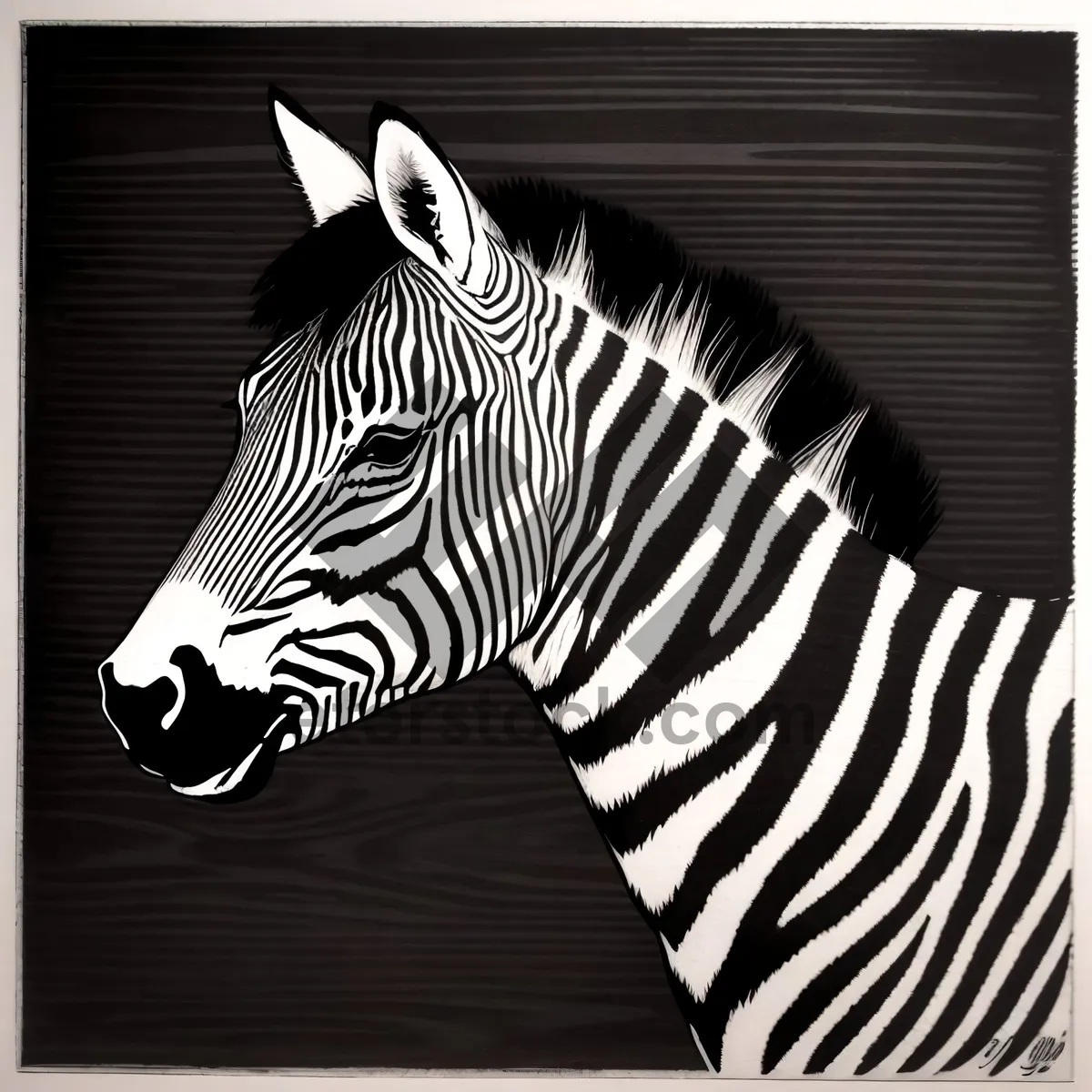 Picture of Striped Equine Grazing in Wildlife Reserve