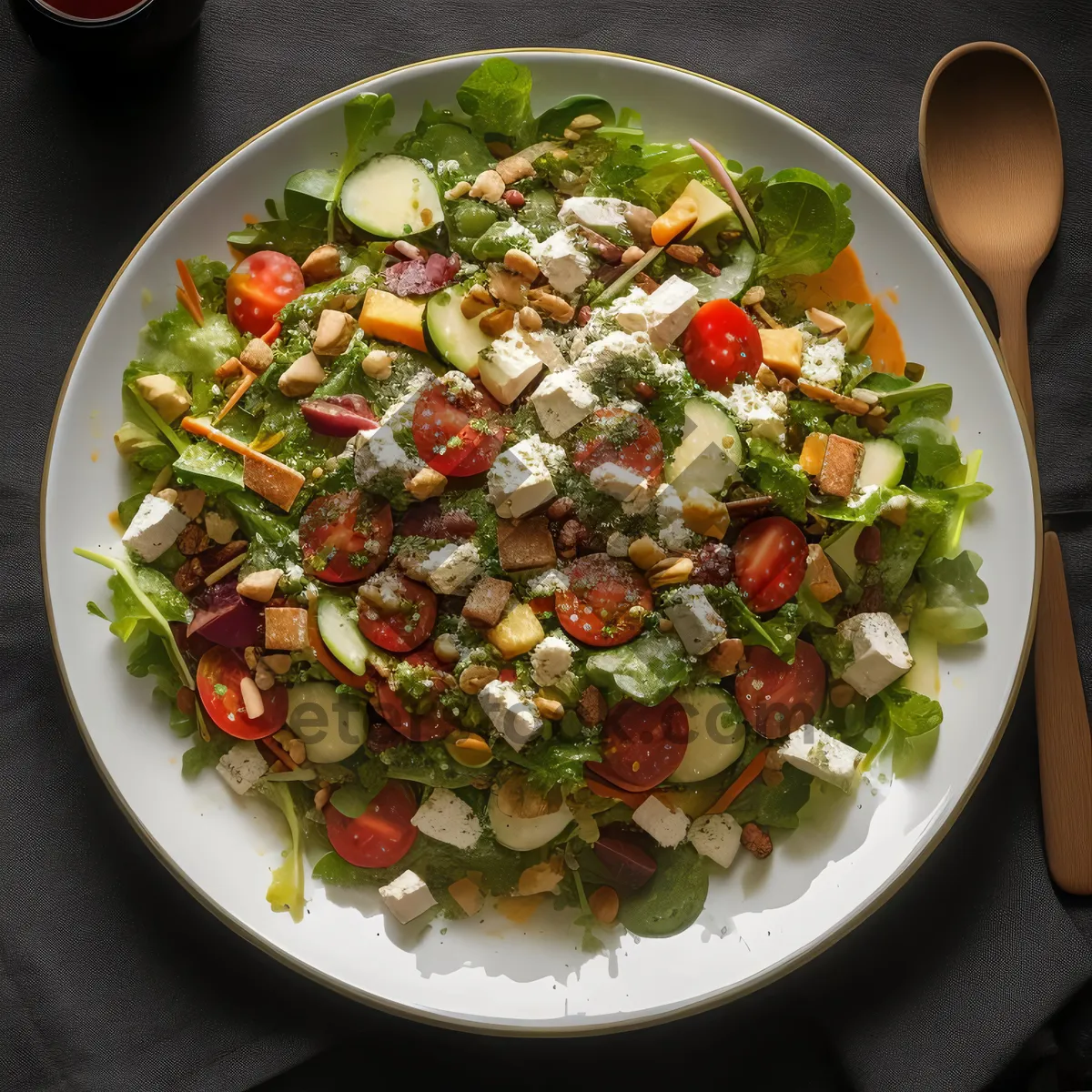 Picture of Gourmet Salad Plate with Fresh Vegetables and Protein