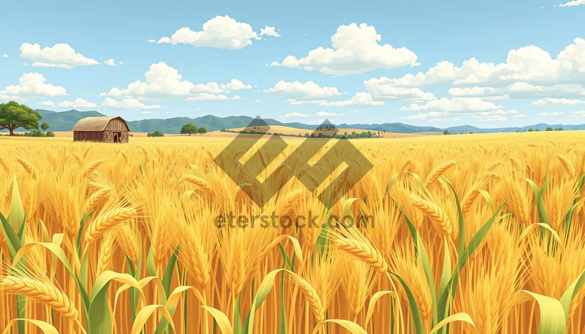 Picture of Golden fields under clear blue summer sky