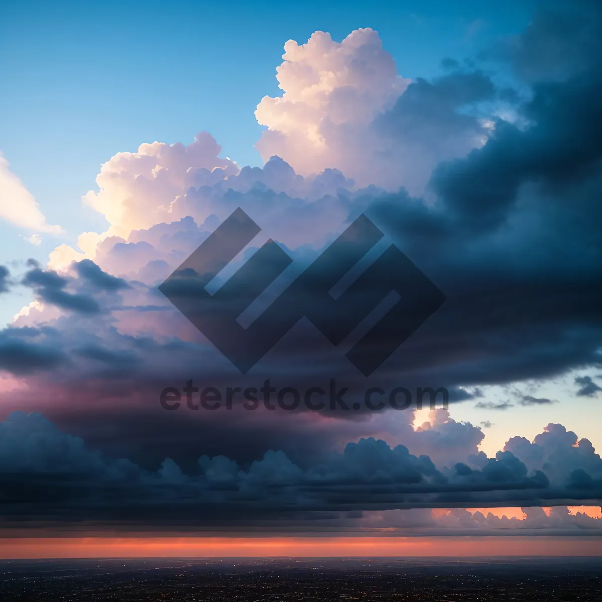 Picture of Vibrant Sunset Sky with Clouds and Sunlight