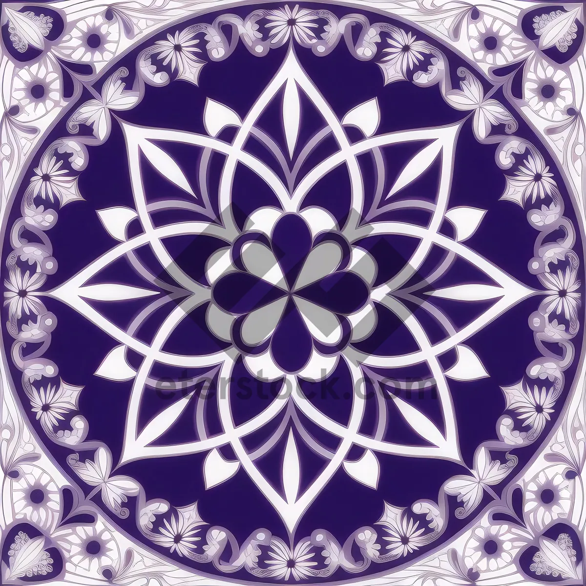 Picture of Arabesque Floral Tile Pattern - Elegant Vintage Wallpaper