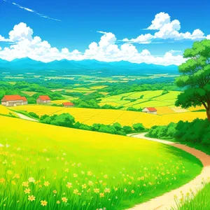 Golden Rapeseed Meadow under Blue Sky