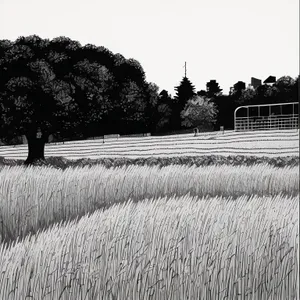 Serene Rustic Farm Landscape with Picket Fence