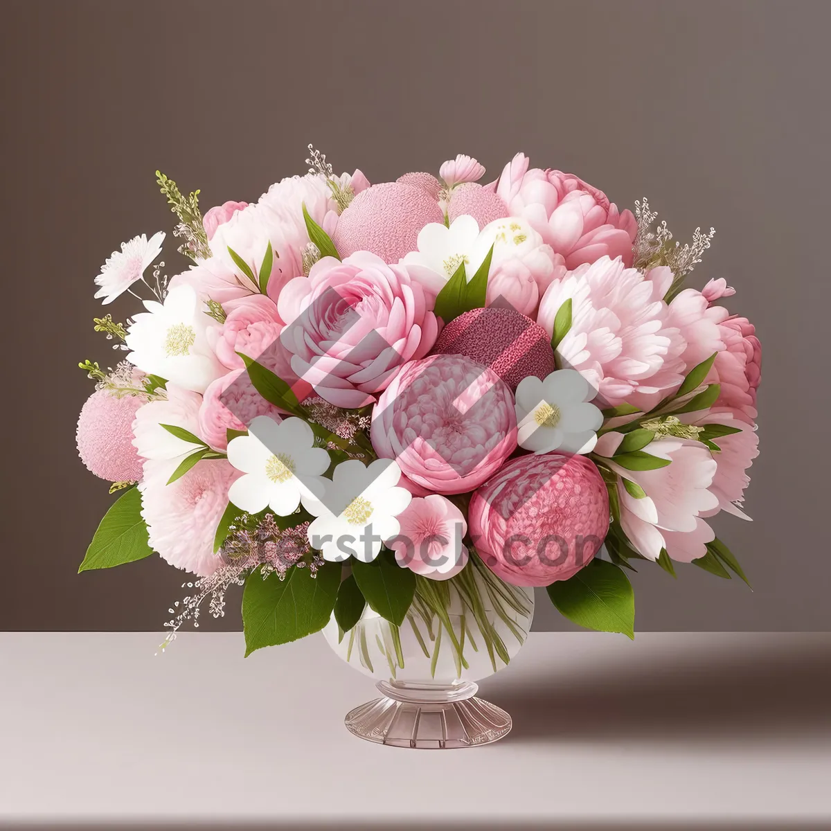 Picture of Pink Floral Bouquet with Roses for Spring Wedding