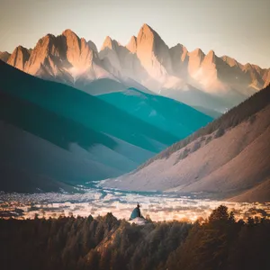 Majestic Canyon Landscape with Glacial Lake