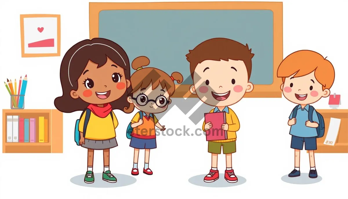 Picture of Fun Cartoon Clip Art of Boy Child Kids Buddy