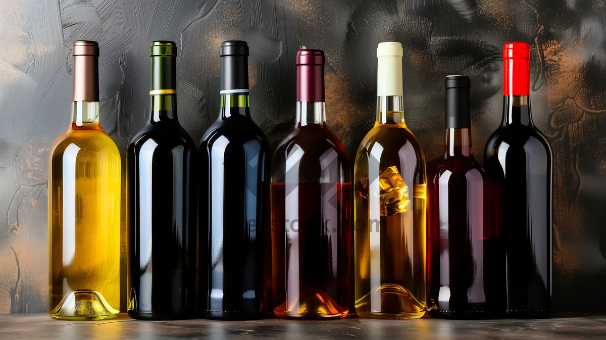 Picture of Vintage wine bottles on a bar table