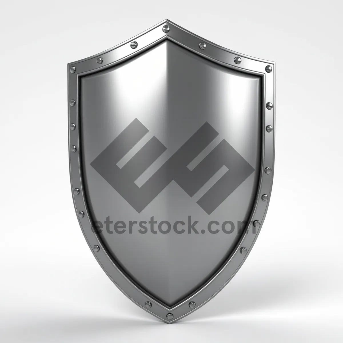 Picture of Shiny shield emblem design with heart symbol icon