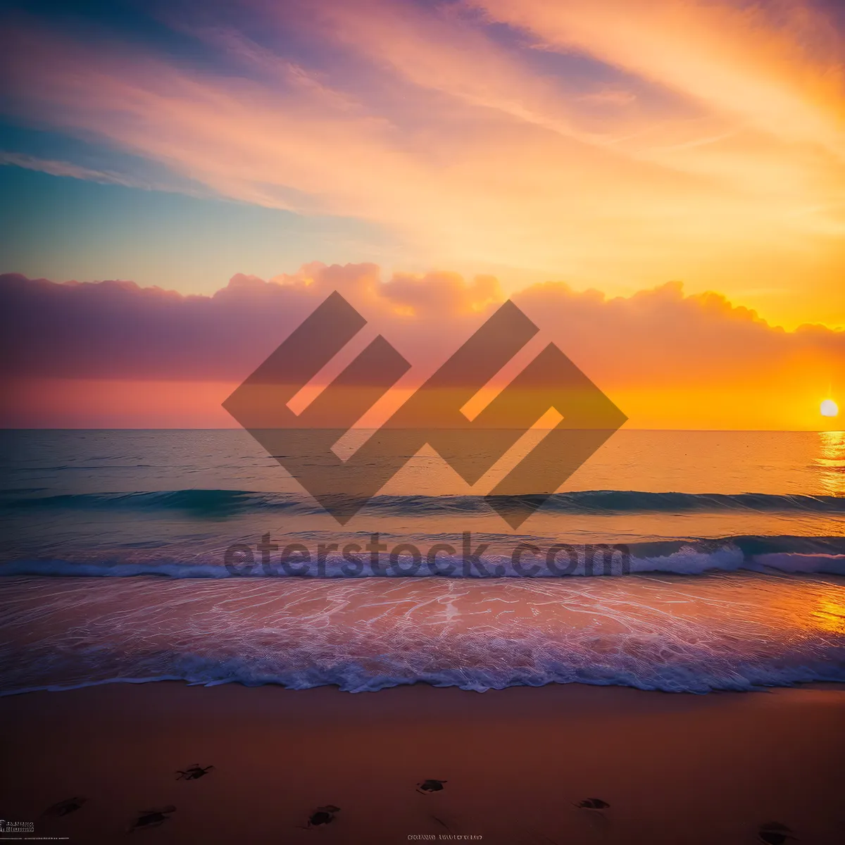 Picture of Golden Horizon Reflection on Tropical Beach