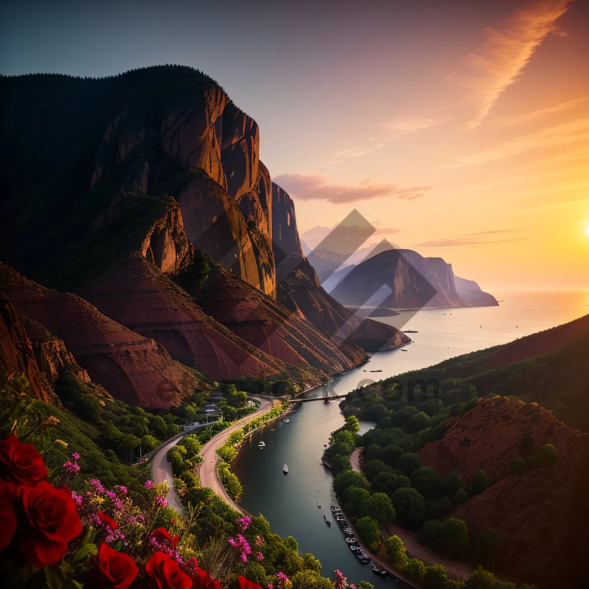 Picture of Southwest Canyon Sunset: Majestic Desert Landscape