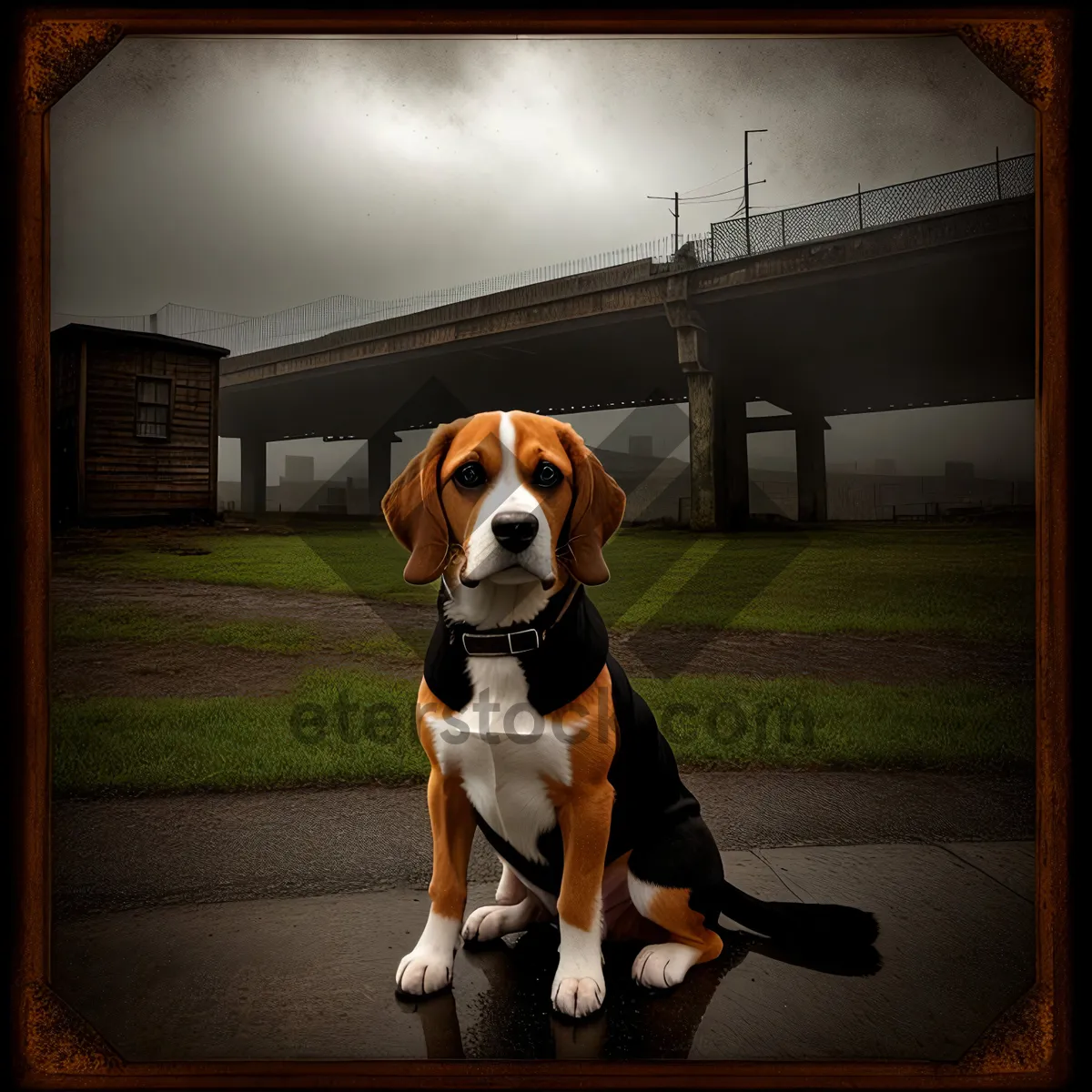 Picture of Adorable Beagle Puppy: Purebred Canine with Brown Coat