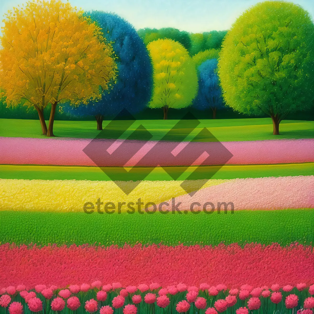 Picture of Golden Wheat Field under Sunny Summer Sky