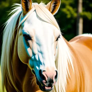 Majestic Thoroughbred Stallion Grazing in Meadow