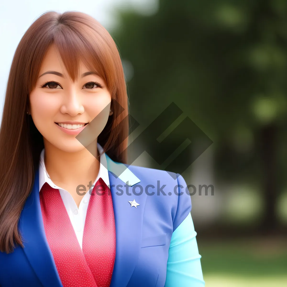 Picture of Happy businesswoman smiling confidently in professional setting