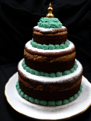 Deliciously Stacked Chocolate Cake at a Bakery