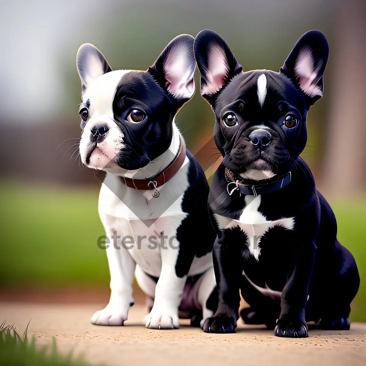 Picture of Cute Bulldog Puppy: Adorable Bull Terrier with Wrinkles