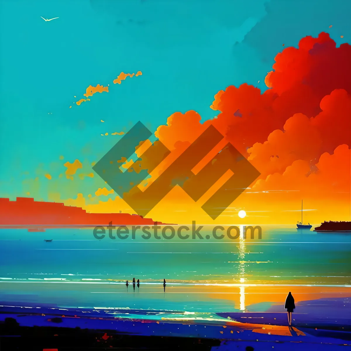 Picture of Golden Horizon: Serene Sunset on the Beach