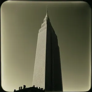 Modern cityscape with towering glass skyscrapers