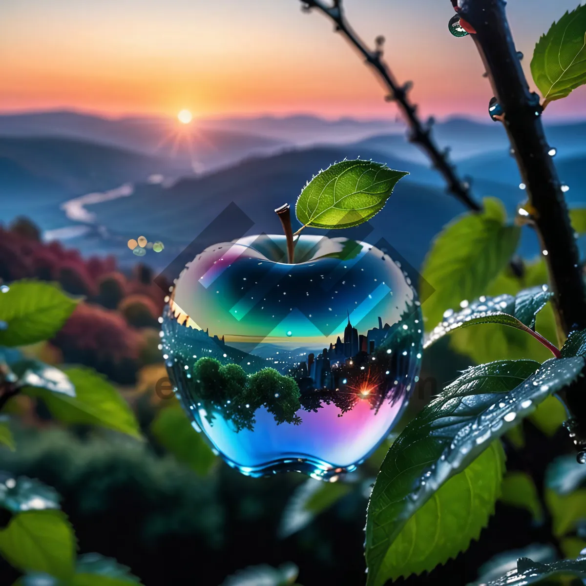 Picture of Fresh and delicious fruit tree decoration for holiday