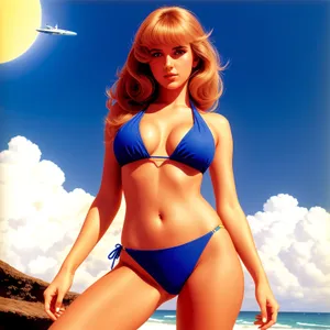 Seductive Beachwear: Bikini Model Posing in Swimsuit