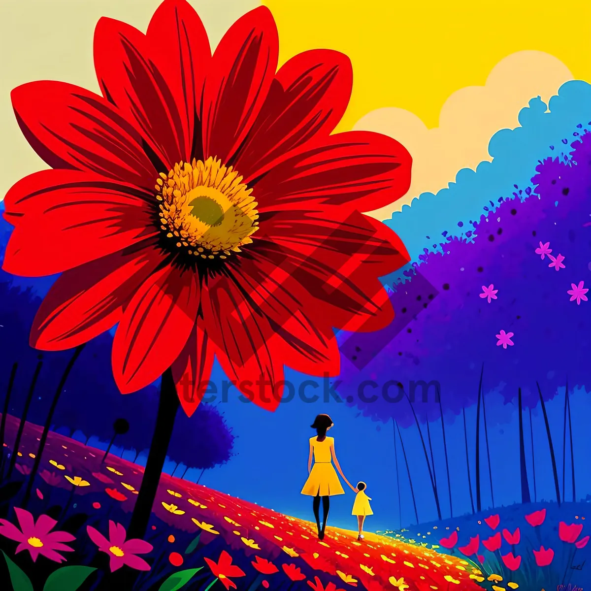 Picture of Vibrant Sunflower Blooms: Floral Artistic Wallpaper Design