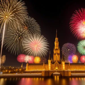 Sparkling Night: Spectacular Fireworks Illuminate City Sky