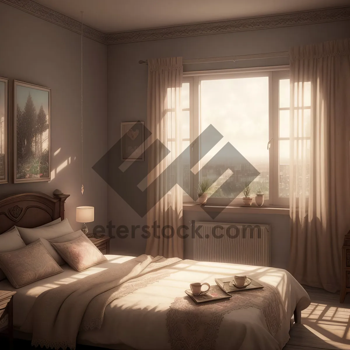 Picture of Modern Luxury Bedroom Interior with Stylish Furniture and Ambient Lighting