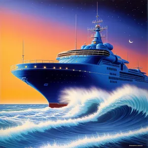 Luxury passenger liner sailing across the ocean.