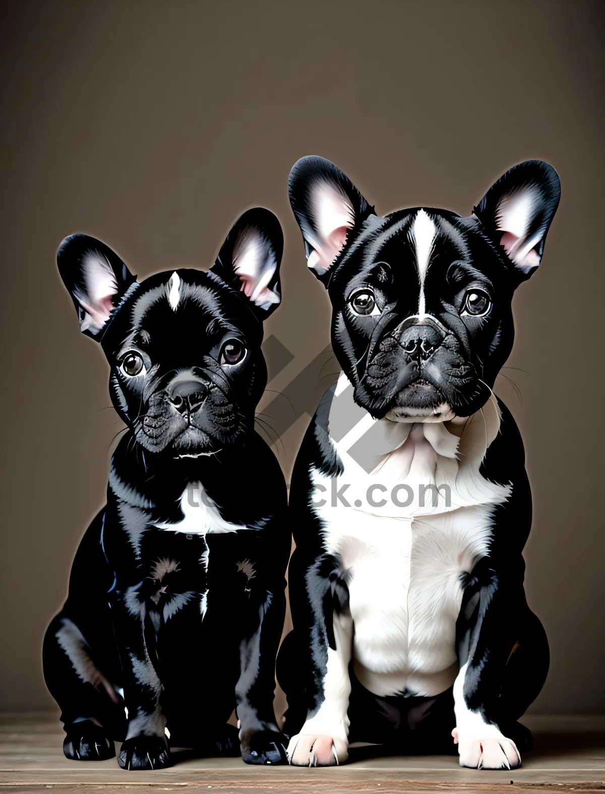 Picture of Cute Bulldog Puppy with Bow Tie in Studio