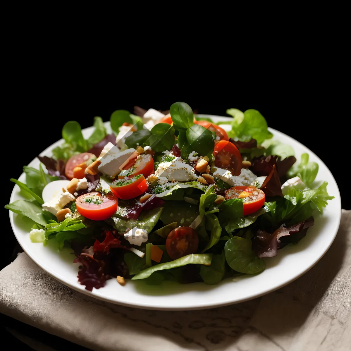 Picture of Delicious Gourmet Salad with Fresh Vegetables and Cheese