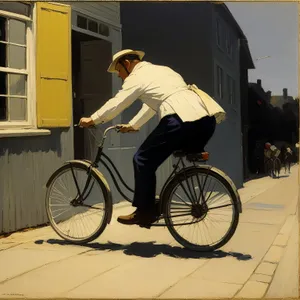 Sporty cyclist enjoying a ride on bicycle