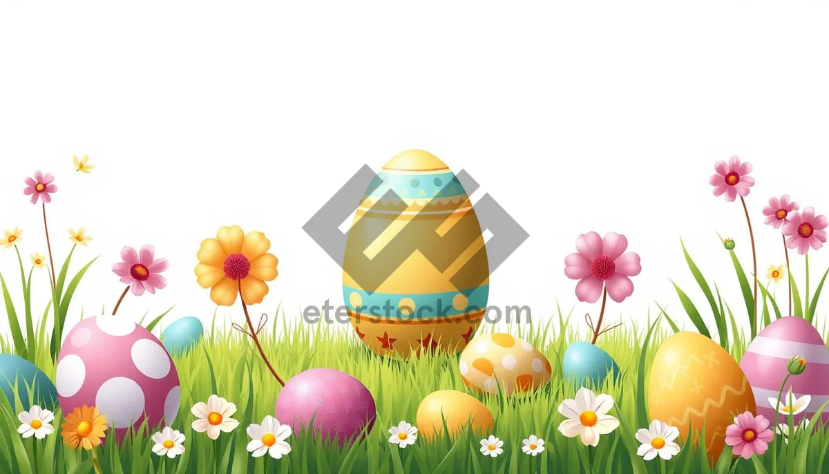 Picture of Pink Bunny Egg Cartoon Design with Spring Floral Elements.