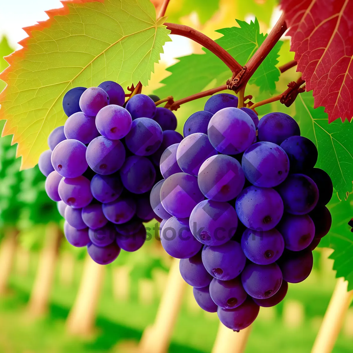 Picture of Bountiful Harvest: Juicy Purple Grapes in a Vineyard