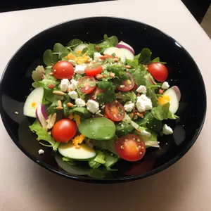 Healthy Vegetable Salad with Chickpeas and Feta Cheese