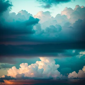 Vibrant Summer Sky with Fluffy Clouds