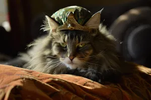 Cute Gray Tabby Cat with Big Green Eyes