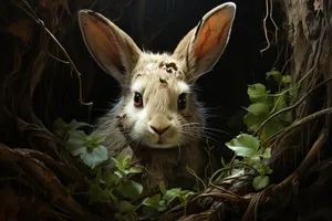 Fluffy Bunny Portrait - Sweet, Cute, Adorable Rabbit Ear Close-Up