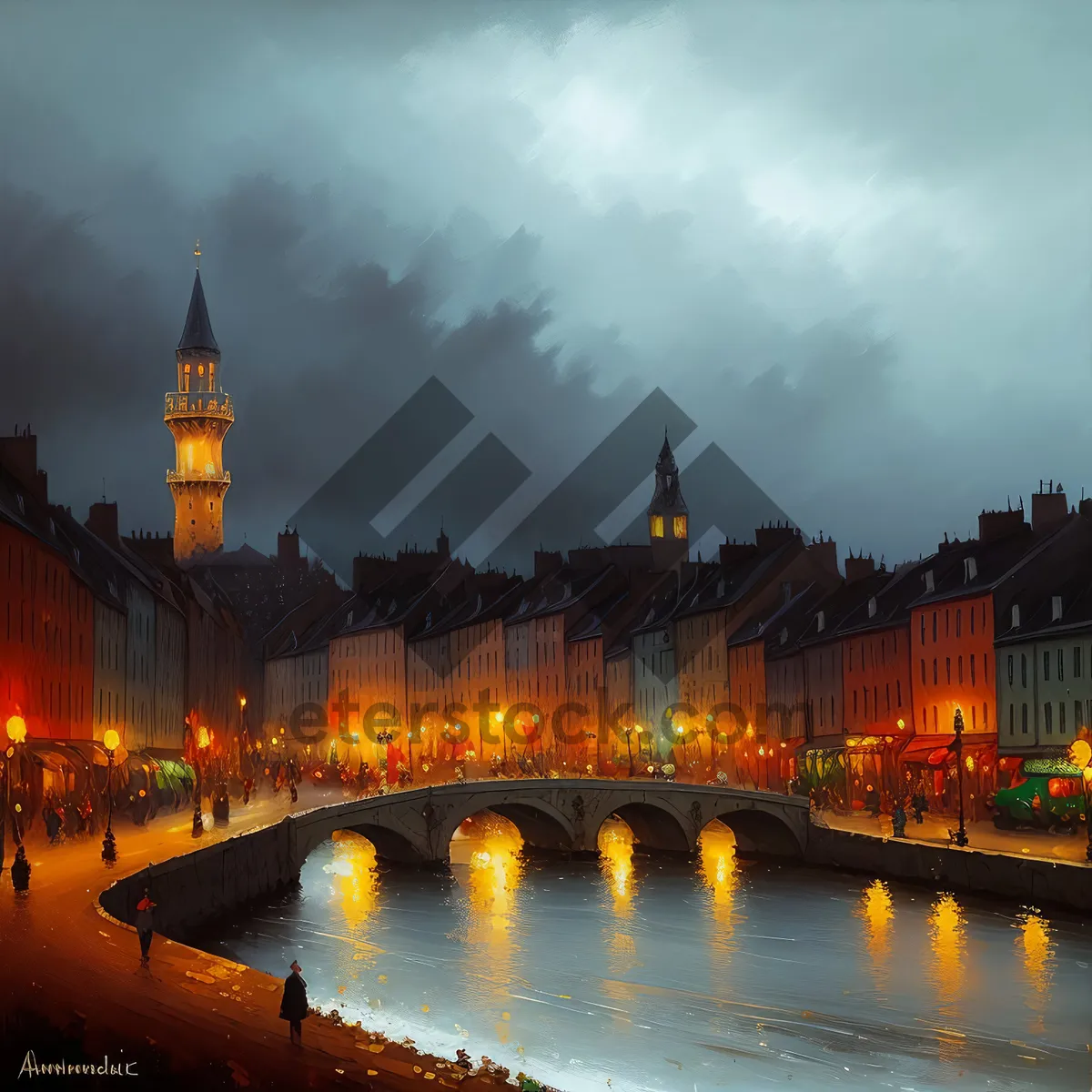 Picture of Enchanting Night Skyline with Historic Landmarks