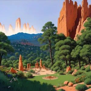 Majestic Valley: A Serene Canyon Landscape in a National Park
