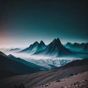 Snow-capped peaks overlooking serene lake