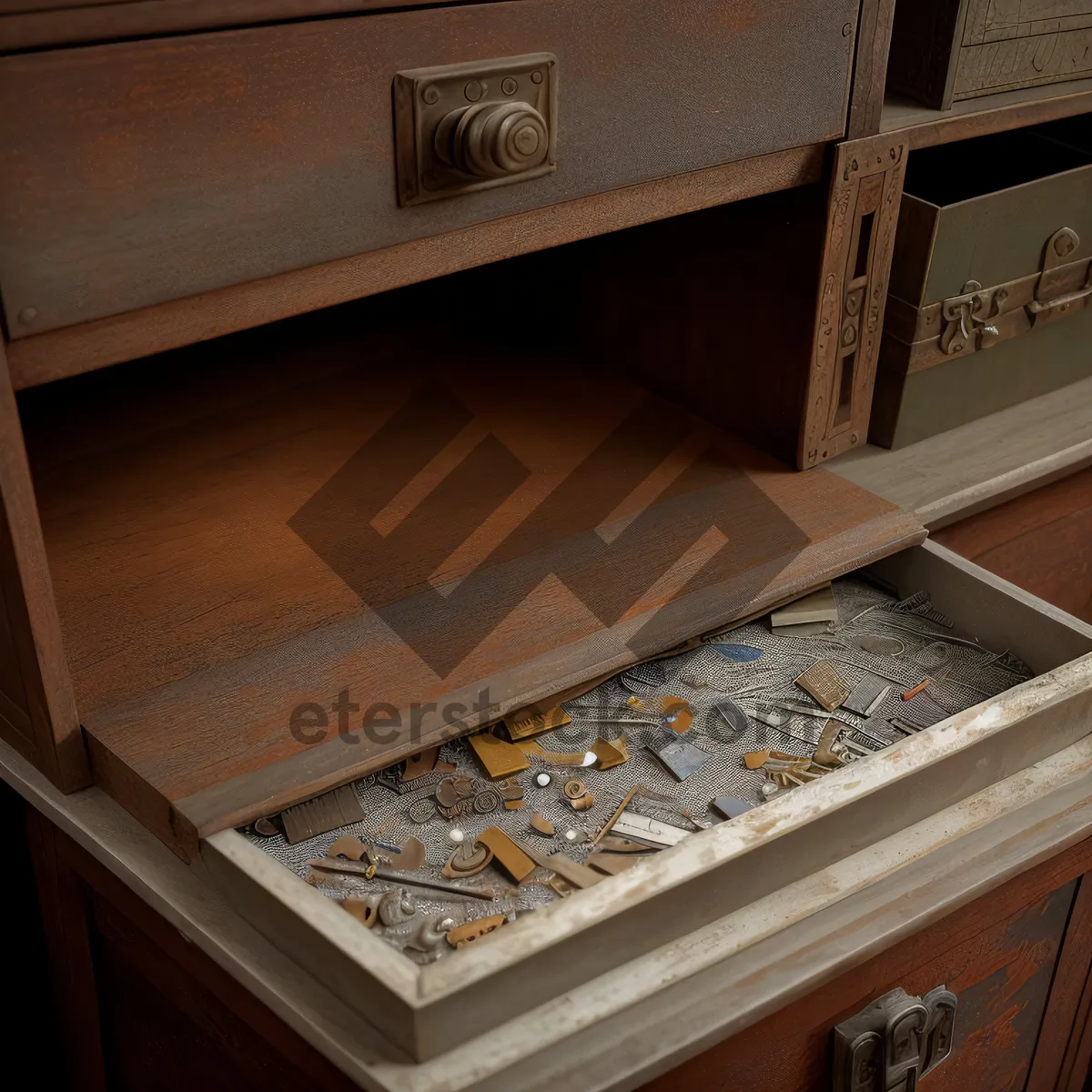 Picture of Modern wooden safe box for home interior design.